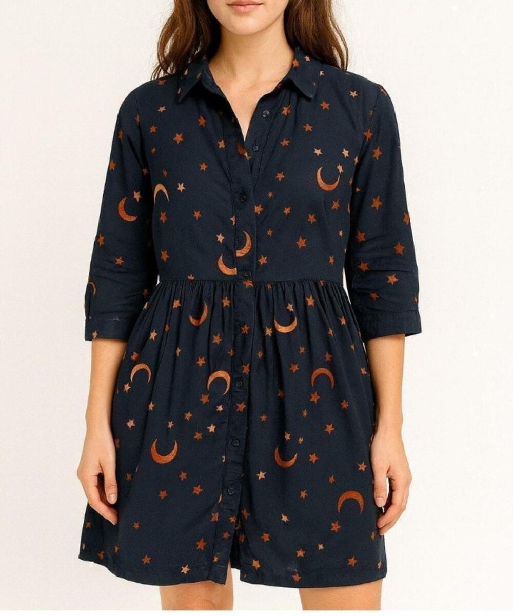 Sugarhill Brighton Womens Nicky Moondance Batik Smock Dress Size 8 Celestial NEW